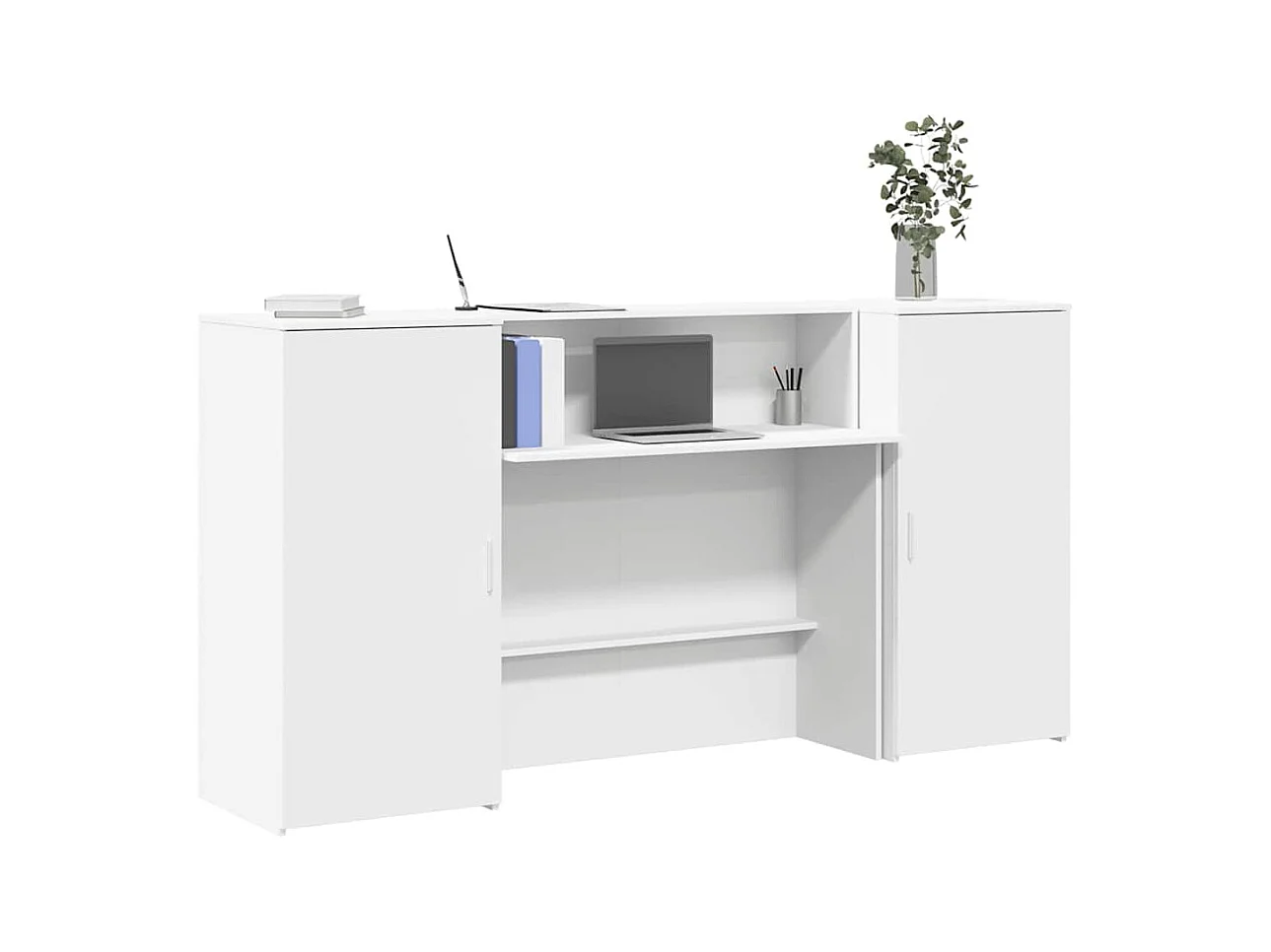 Bureau de réception blanc 200x50x103,5 cm bois d'ingénierie