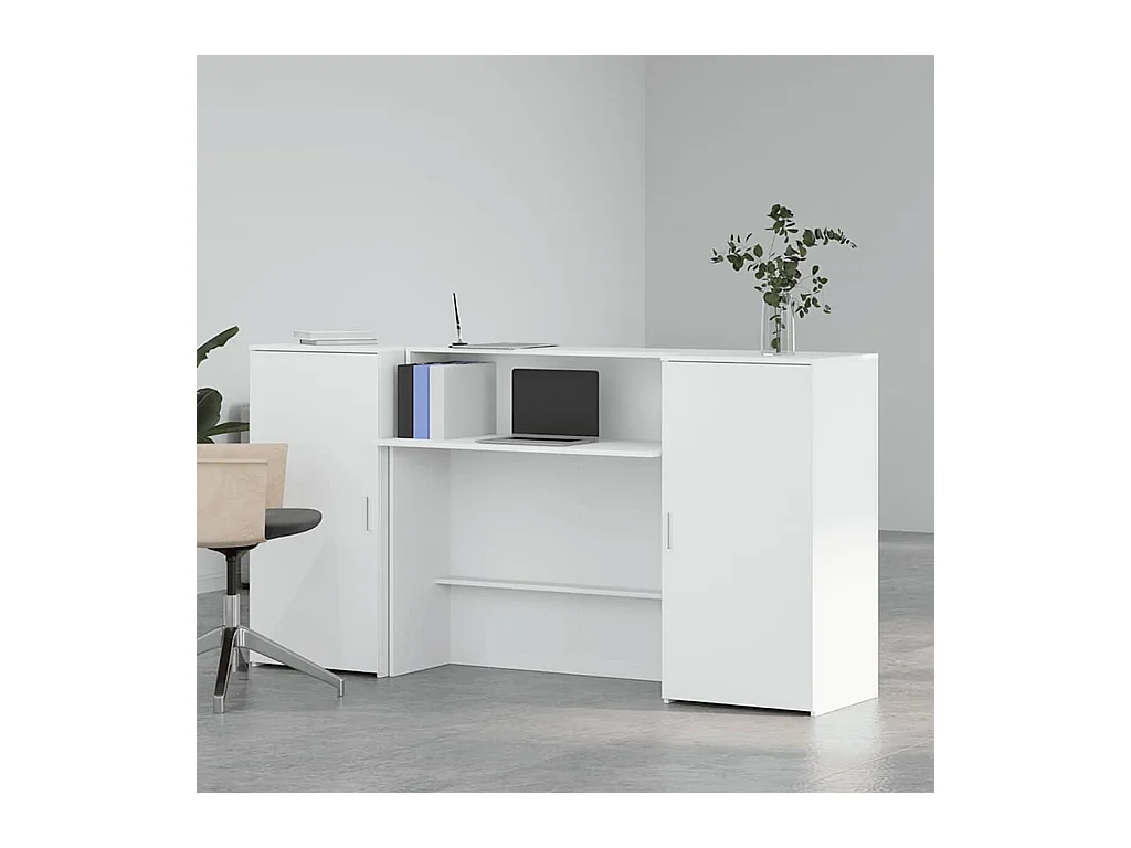 Bureau de réception blanc 200x50x103,5 cm bois d'ingénierie