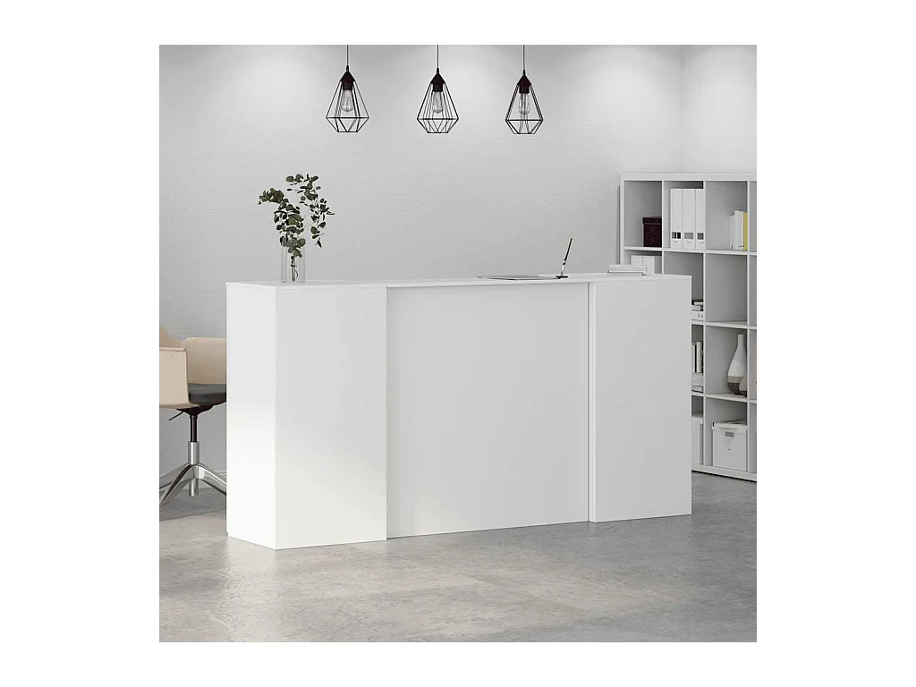 Bureau de réception blanc 200x50x103,5 cm bois d'ingénierie