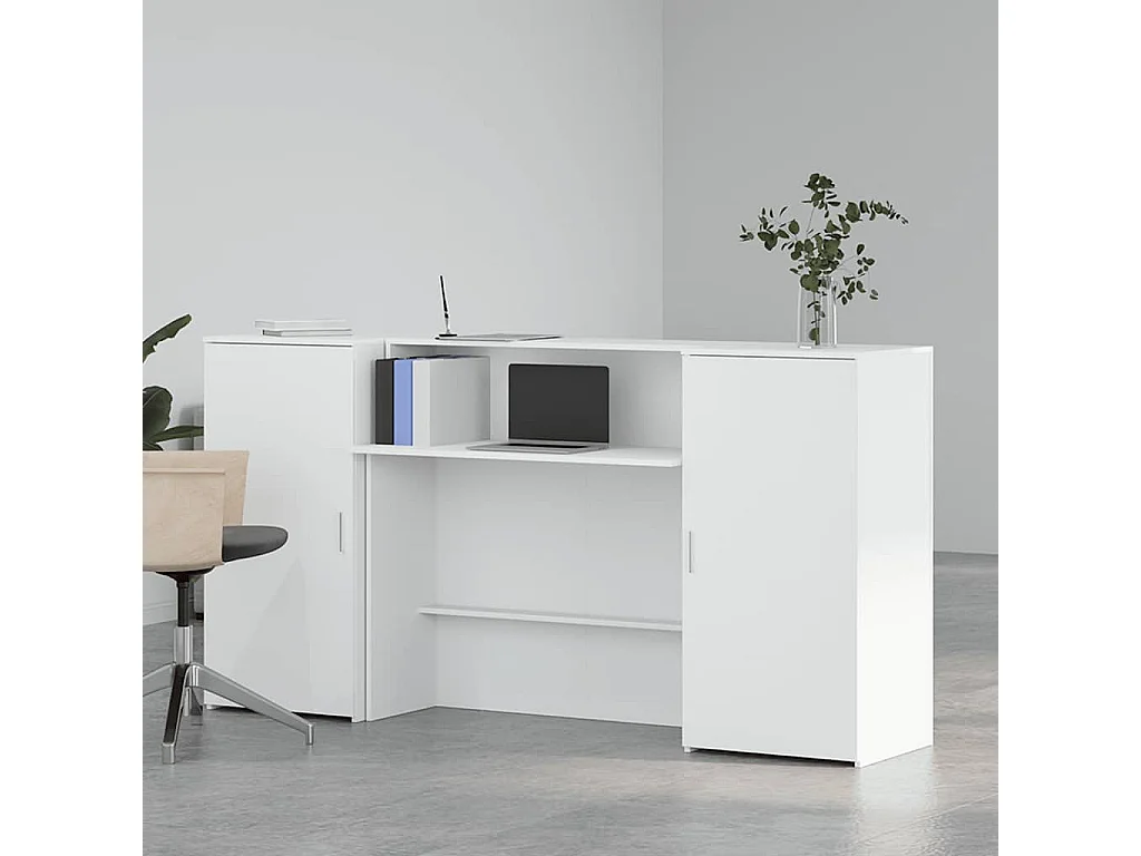 Bureau de réception blanc 200x50x103,5 cm bois d'ingénierie