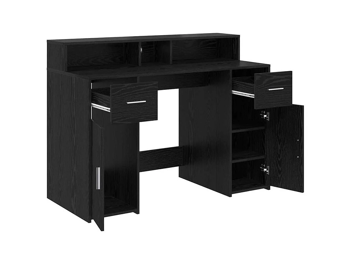 Bureau avec porte Chêne noir 120 x 55 x 91 cm Bois d'ingénierie