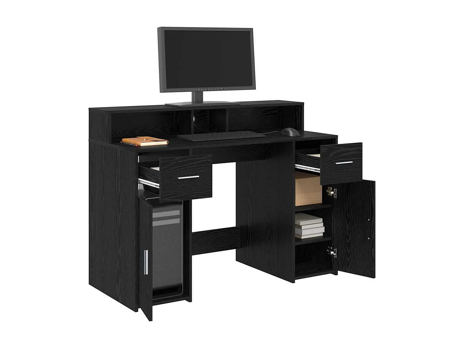 Bureau avec porte Chêne noir 120 x 55 x 91 cm Bois d'ingénierie