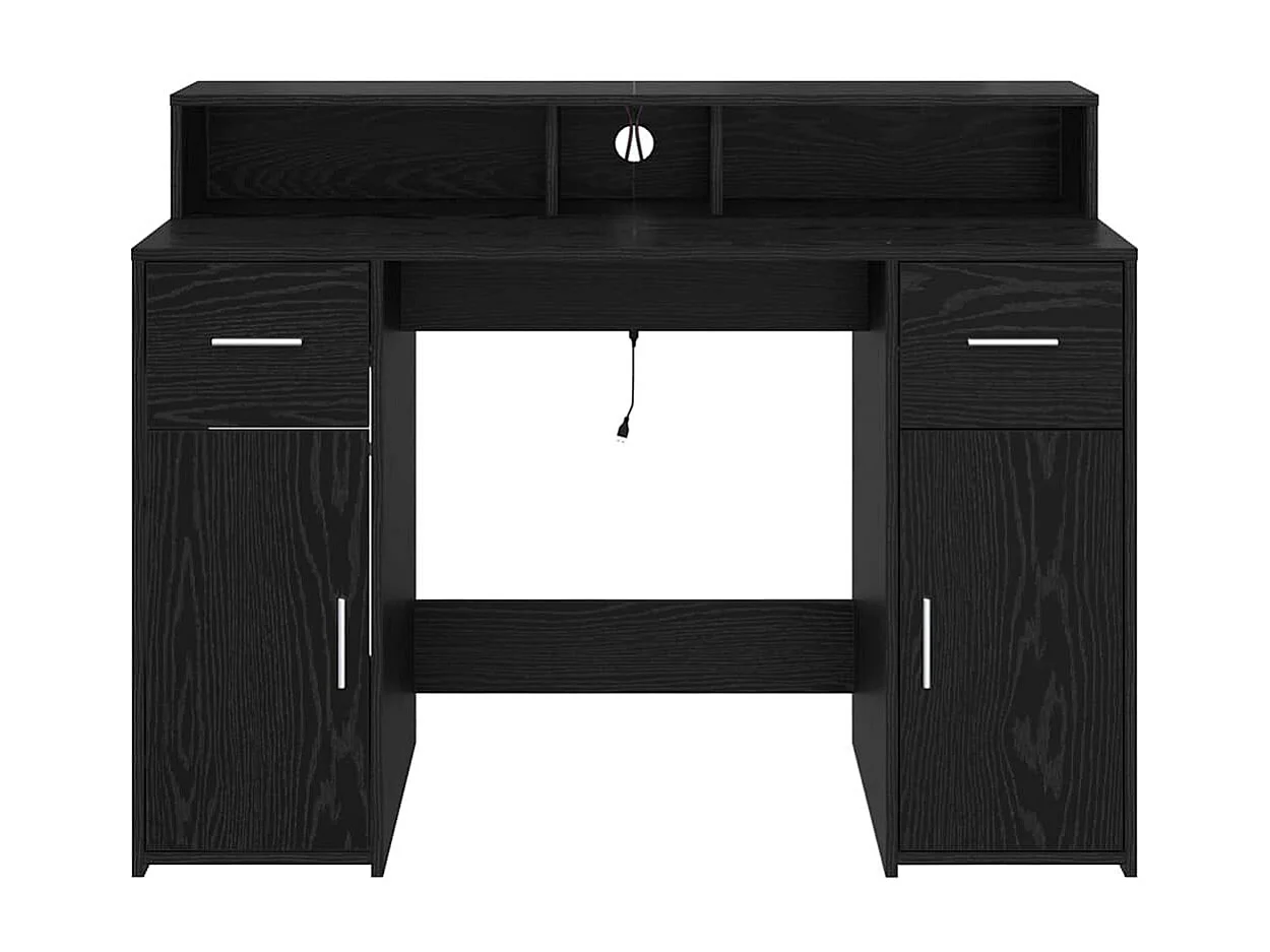 Bureau avec porte Chêne noir 120 x 55 x 91 cm Bois d'ingénierie