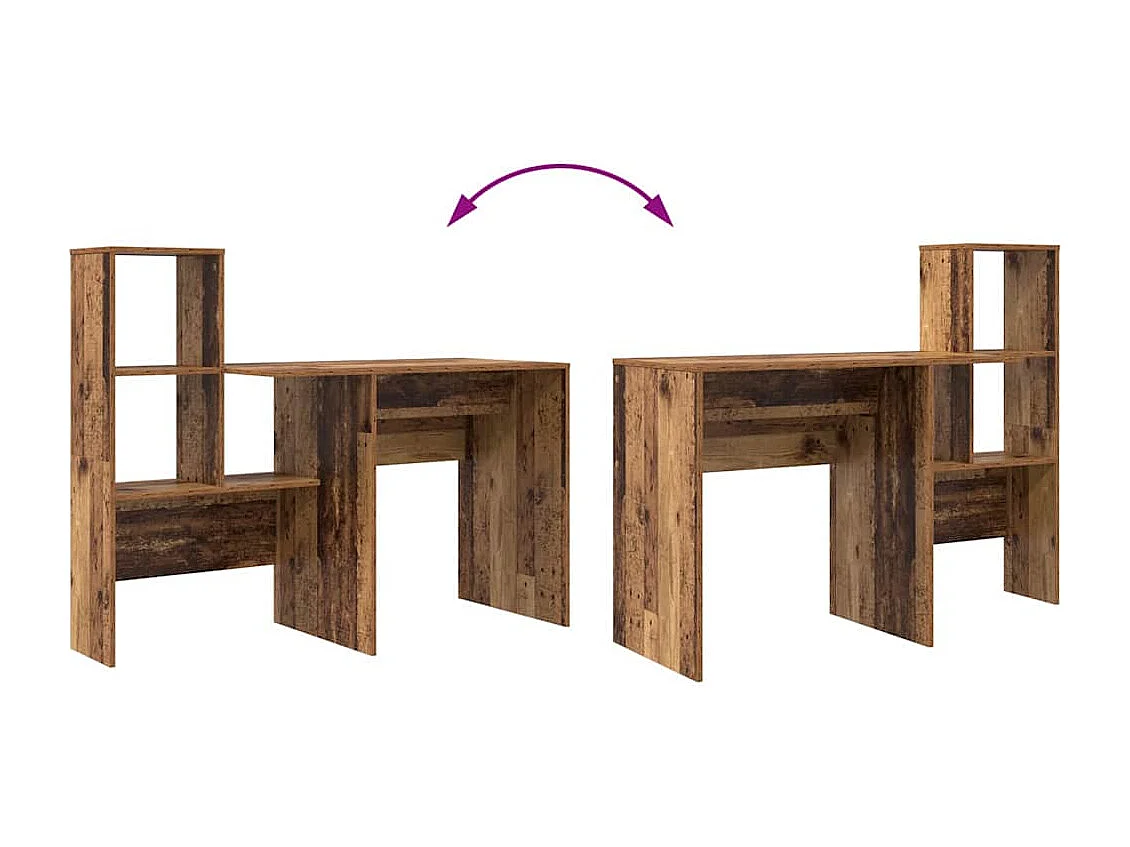 Bureau met plank Oud hout 131,5 x 50 x 106,5 cm Bewerkt hout