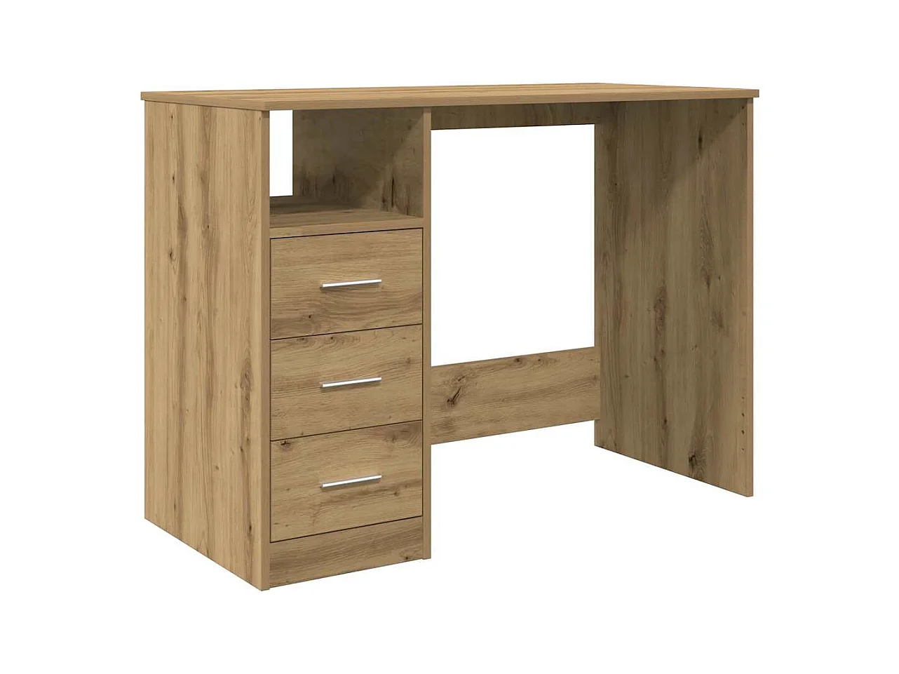 Bureau chêne artisanal 102x76x50 cm bois d'ingénierie
