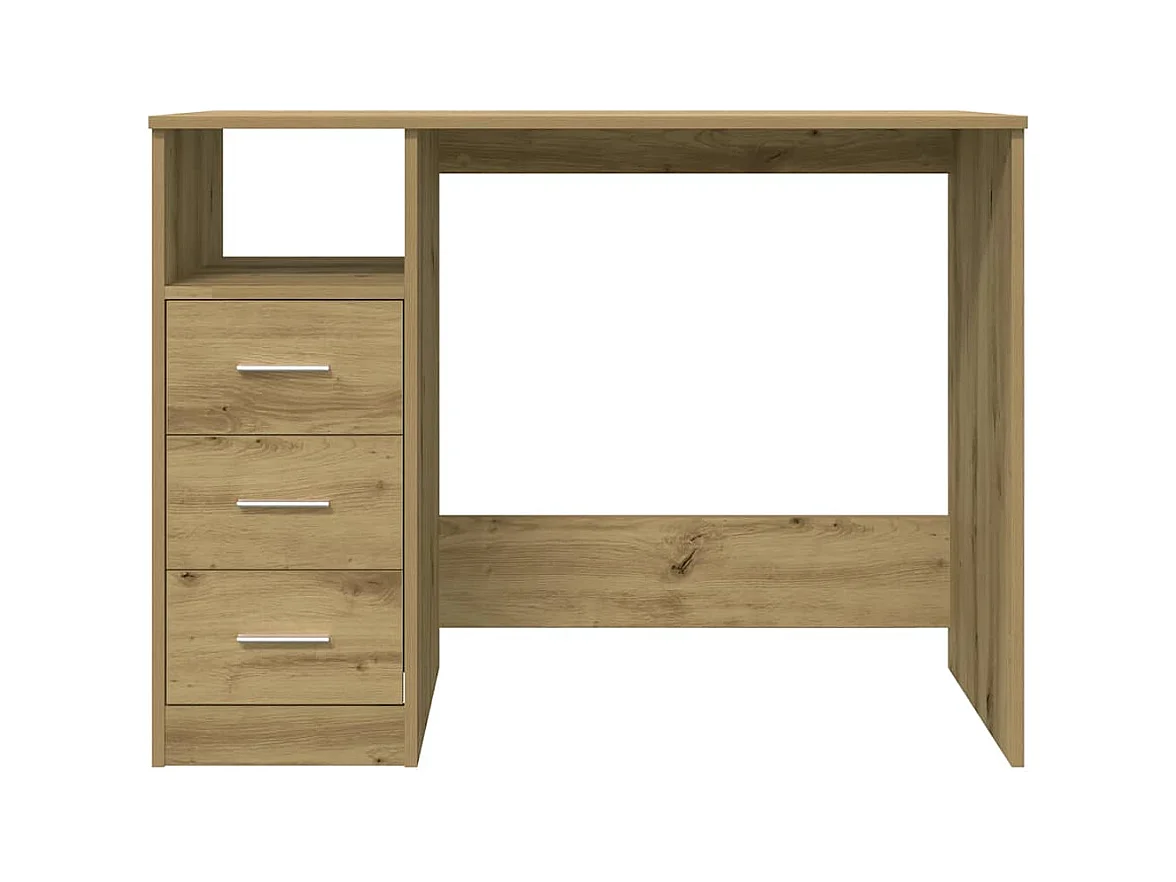 Bureau chêne artisanal 102x76x50 cm bois d'ingénierie