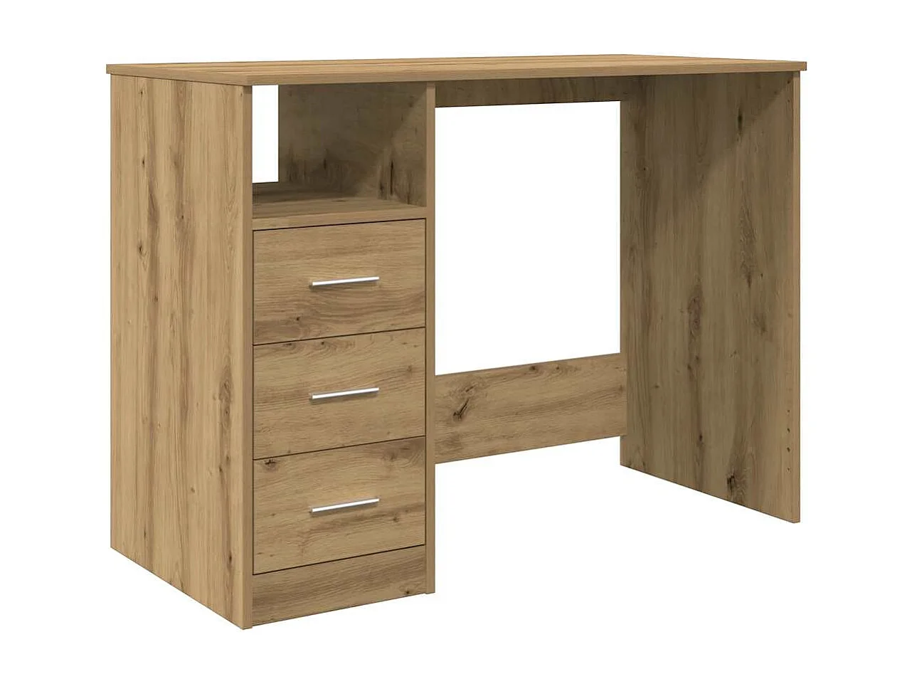 Bureau chêne artisanal 102x76x50 cm bois d'ingénierie
