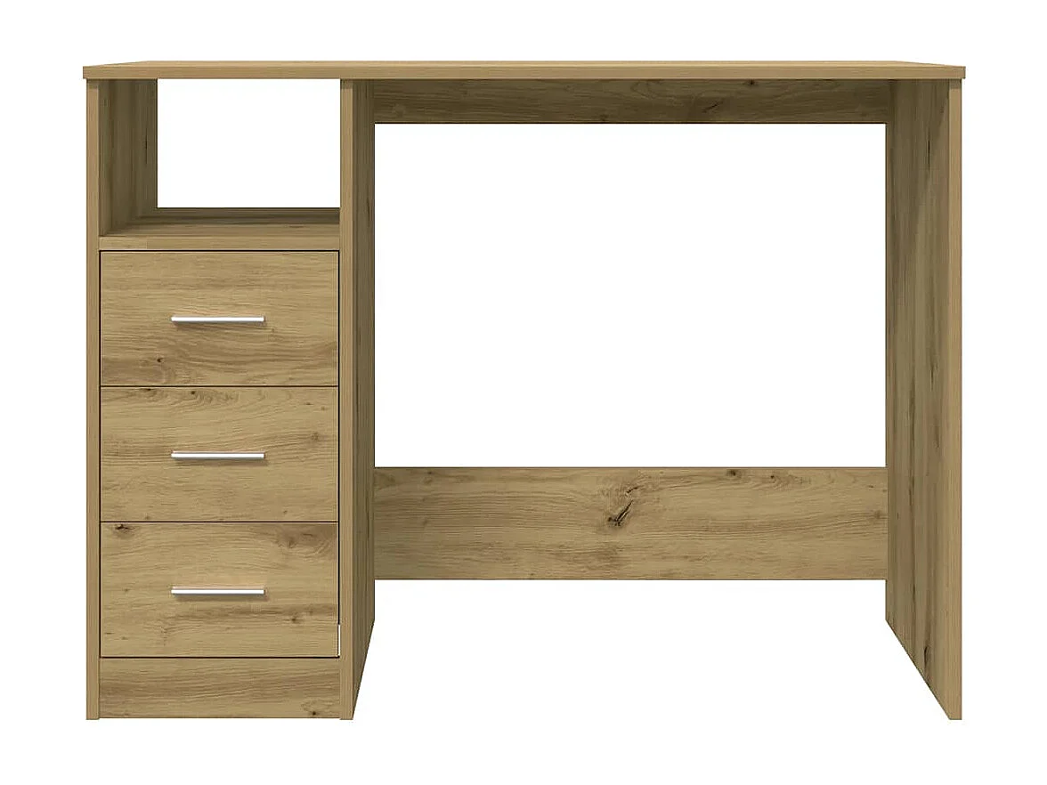 Bureau chêne artisanal 102x76x50 cm bois d'ingénierie