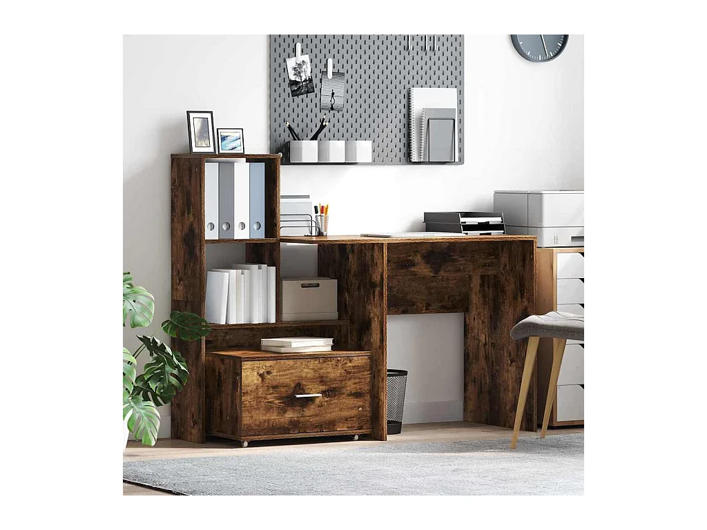 Bureau Chêne fumé 131,5 x 50 x 106,5 cm Bois d'ingénierie