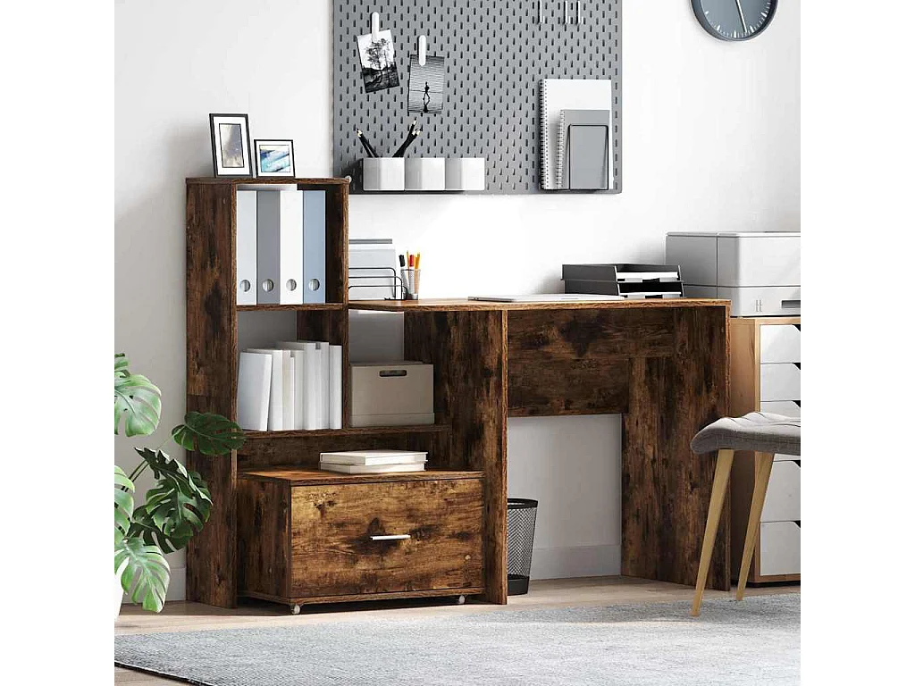 Bureau Gerookt eiken 131,5 x 50 x 106,5 cm Bewerkt hout