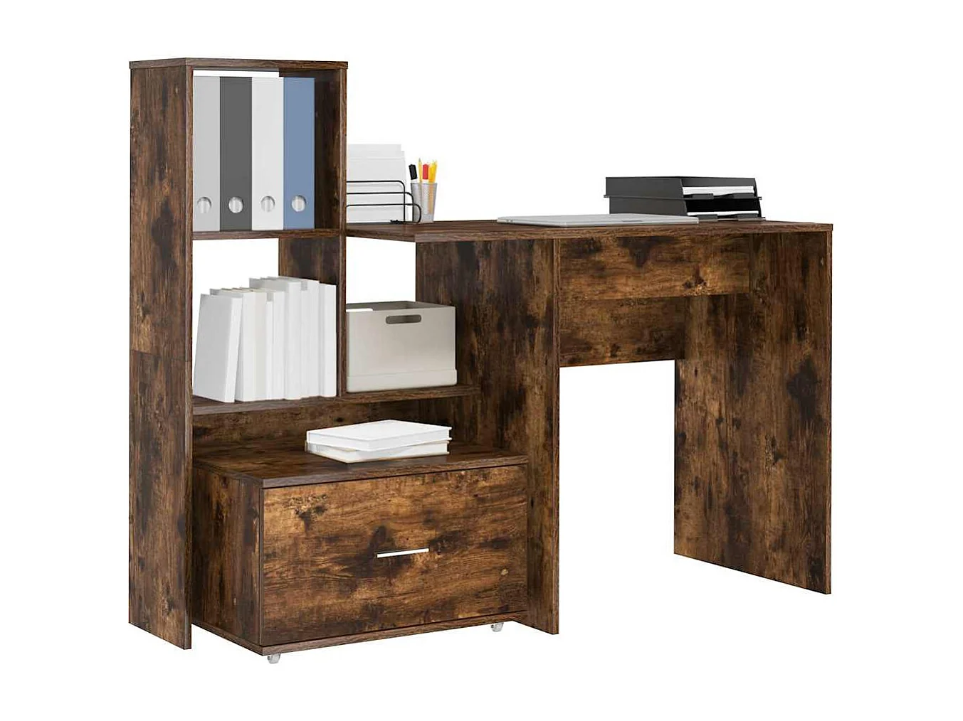 Bureau Gerookt eiken 131,5 x 50 x 106,5 cm Bewerkt hout