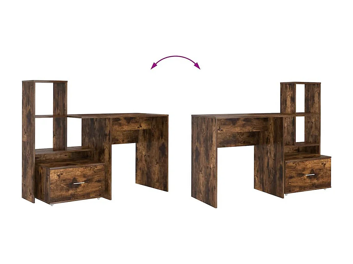 Bureau Gerookt eiken 131,5 x 50 x 106,5 cm Bewerkt hout