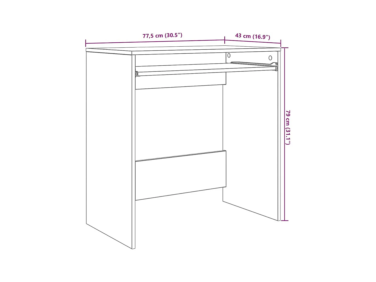 Bureau avec étagère Blanc 77,5 x 43 x 79 cm Bois d'ingénierie