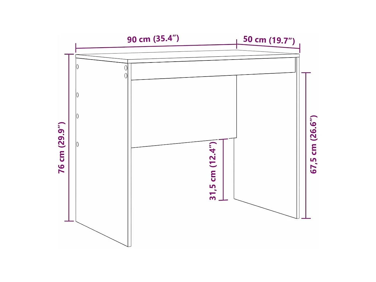 Bureau Blanc 90 x 50 x 76 cm Bois d'ingénierie