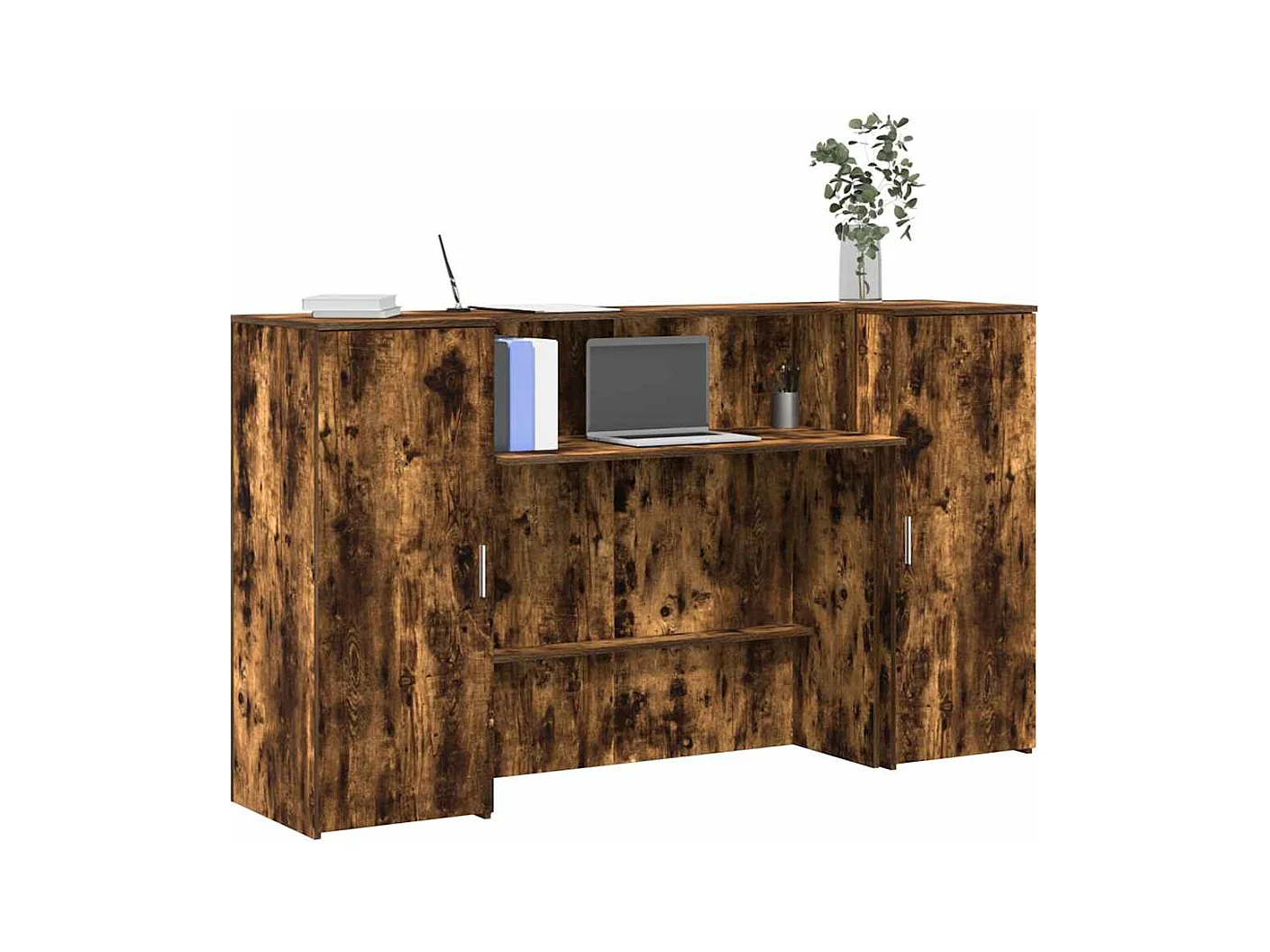Bureau de réception chêne fumé 180x50x103,5cm bois d'ingénierie