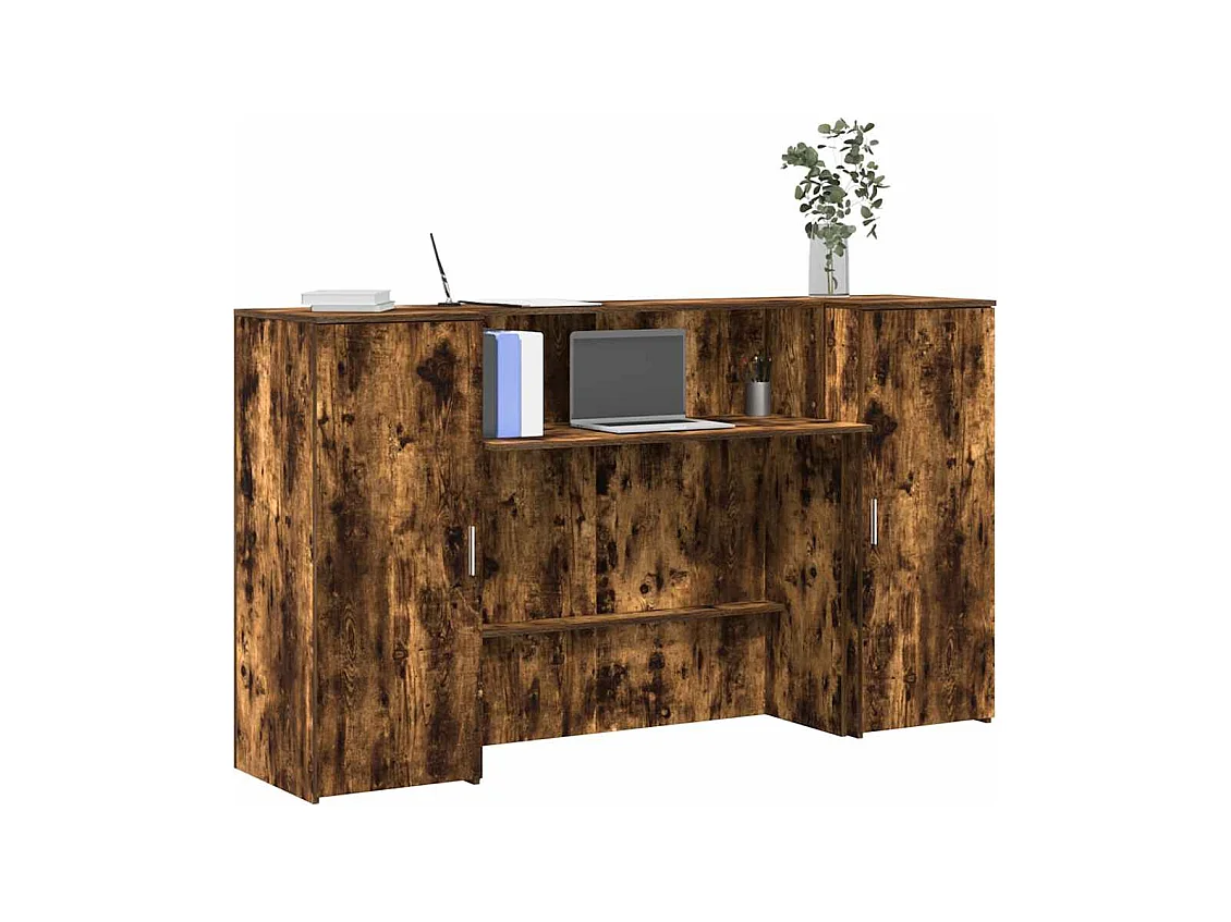 Bureau de réception chêne fumé 180x50x103,5cm bois d'ingénierie