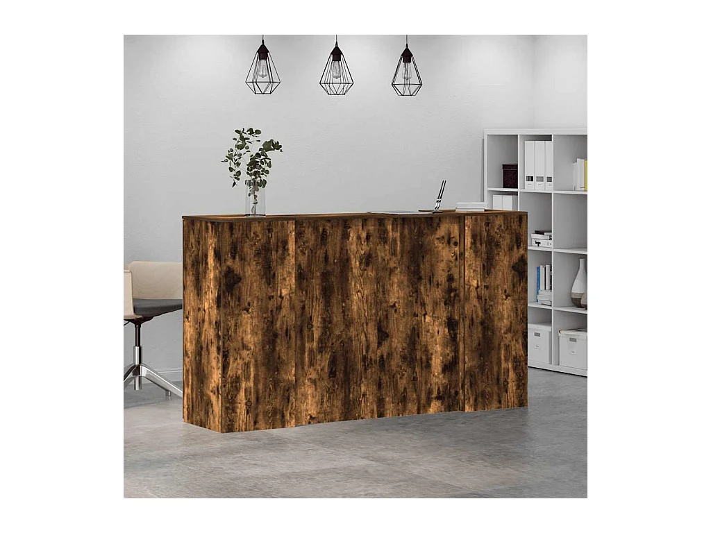 Bureau de réception chêne fumé 180x50x103,5cm bois d'ingénierie