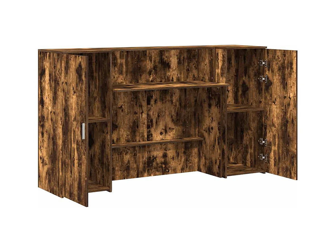 Bureau de réception chêne fumé 180x50x103,5cm bois d'ingénierie
