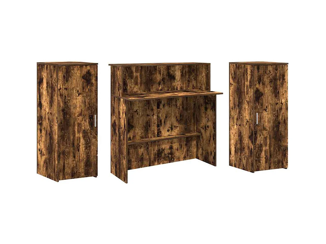 Bureau de réception chêne fumé 180x50x103,5cm bois d'ingénierie