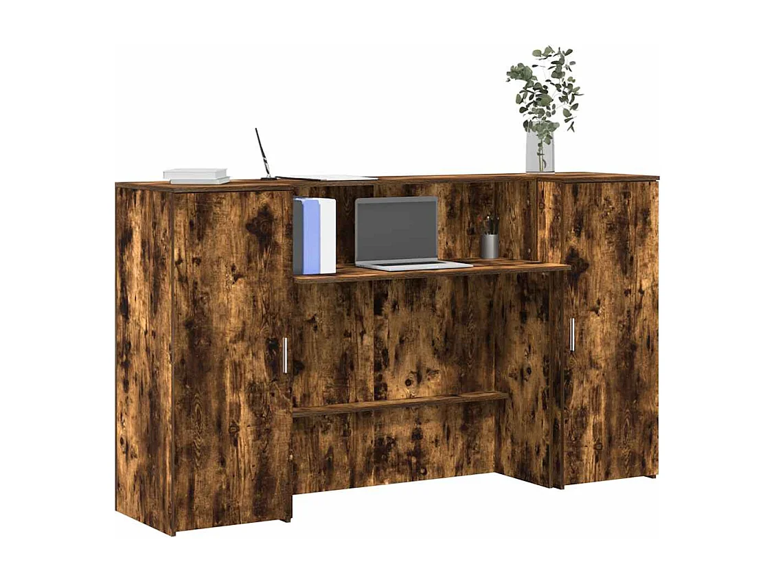 Bureau de réception chêne fumé 180x50x103,5cm bois d'ingénierie