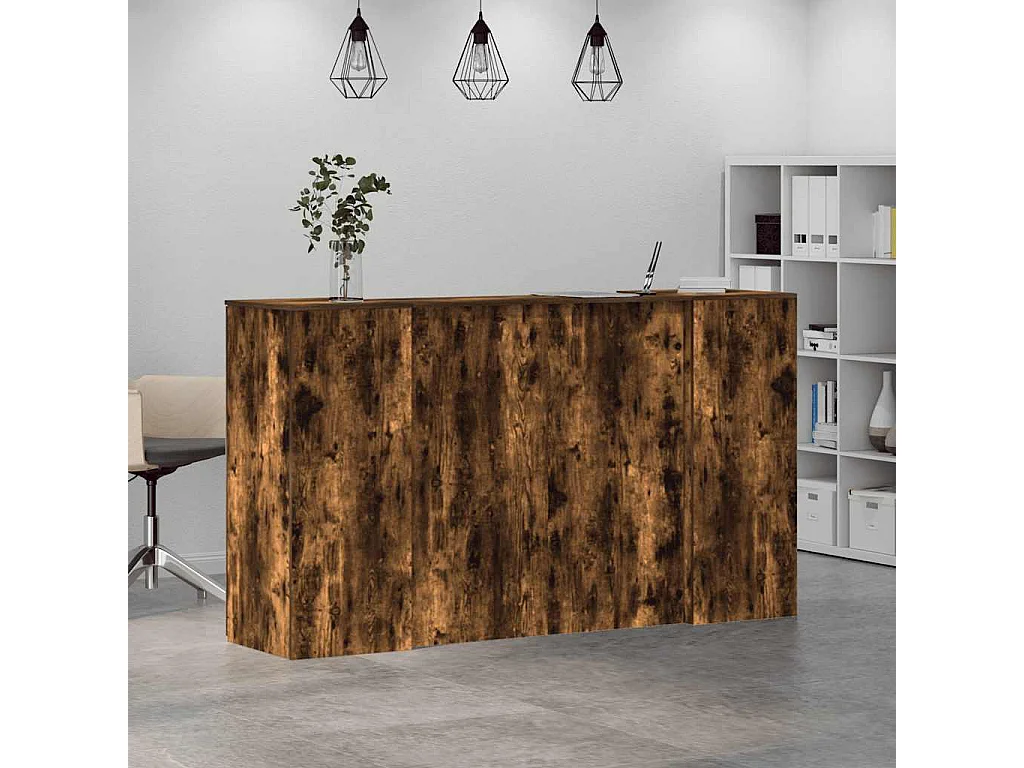 Bureau de réception chêne fumé 180x50x103,5cm bois d'ingénierie