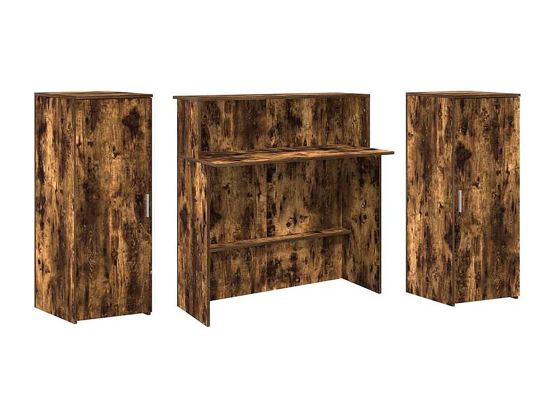 Bureau de réception chêne fumé 180x50x103,5cm bois d'ingénierie