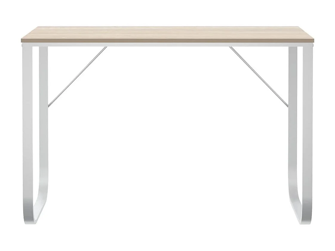 Computerbureau 110x60x73 cm spaanplaat wit en eikenkleurig