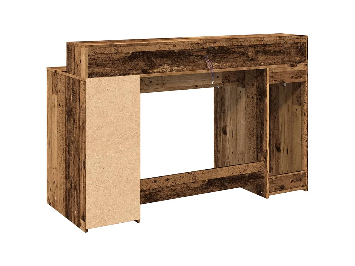 Bureau avec lumières LED vieux bois bois d'ingénierie