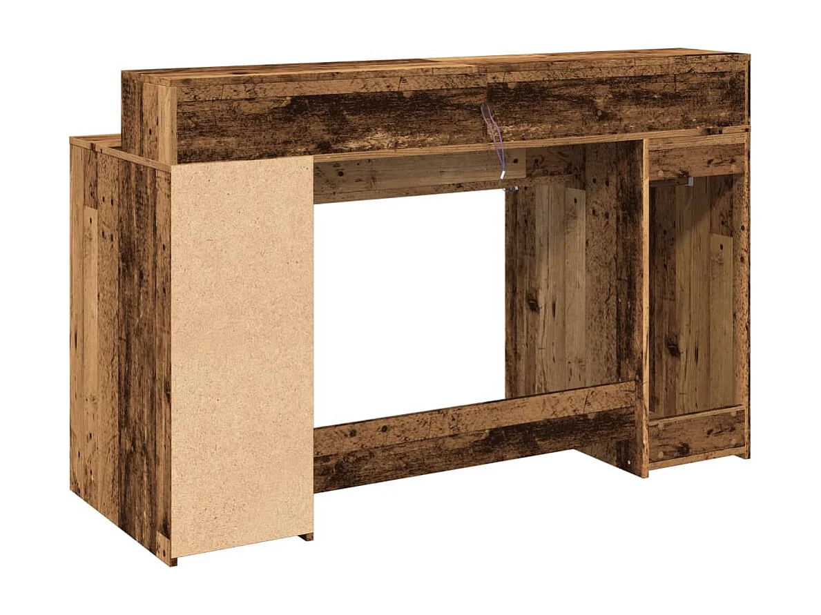 Bureau avec lumières LED vieux bois bois d'ingénierie