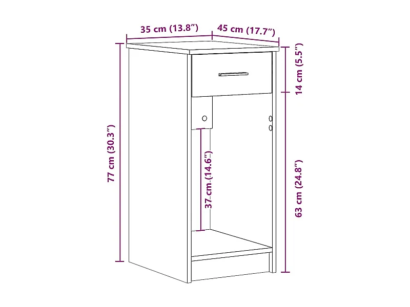 Suporte torre computador com gaveta 35x45x77cm cinzento cimento