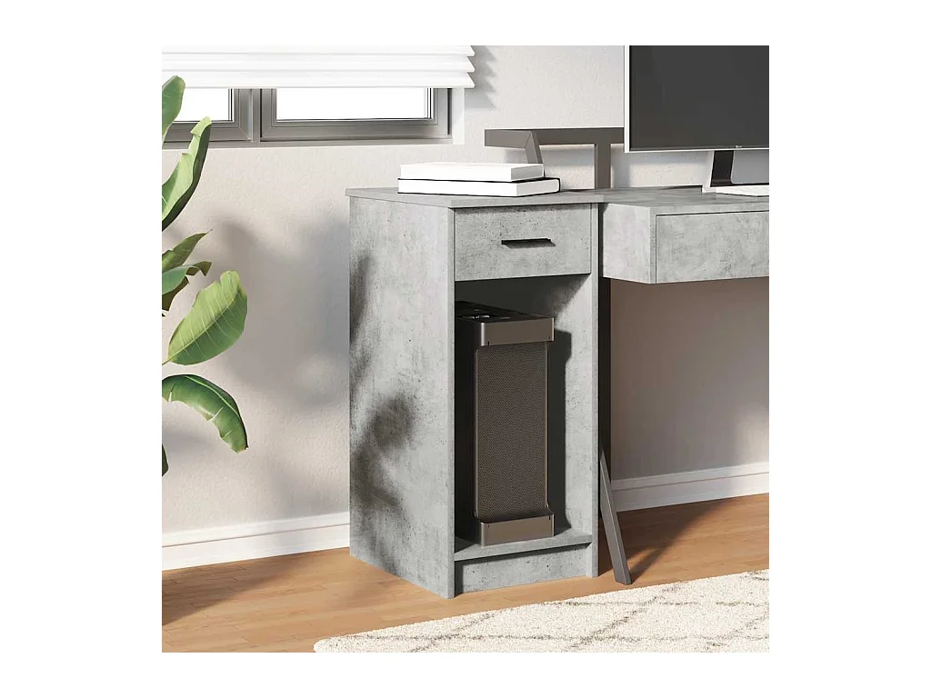 Support de tour d'ordinateur et tiroir gris béton 35x45x77 cm