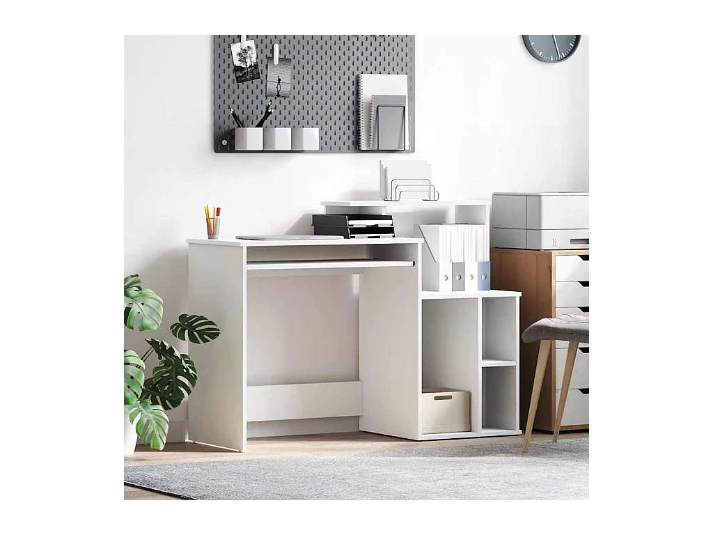 Bureau avec Rangement avec étagère Blanc 120.5 x 44 x 88.5 cm