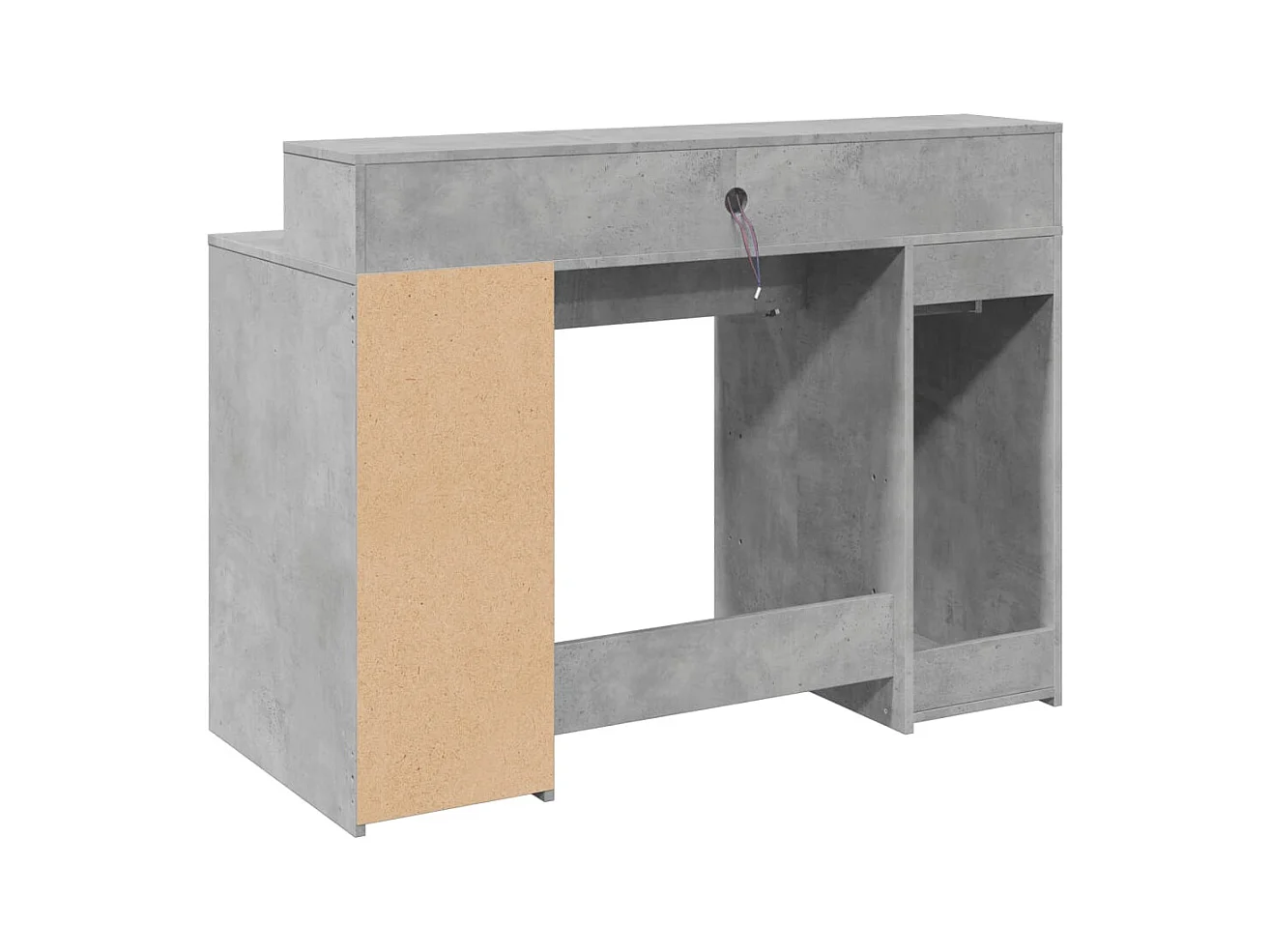 Bureau et lumières LED gris béton 120x55x91cm bois d'ingénierie
