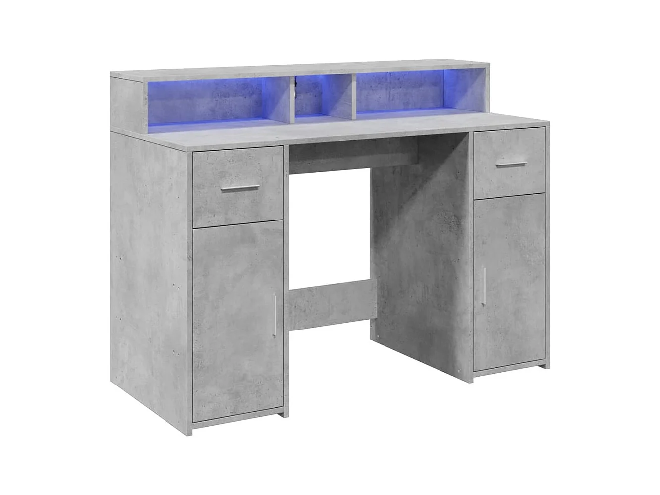 Bureau et lumières LED gris béton 120x55x91cm bois d'ingénierie