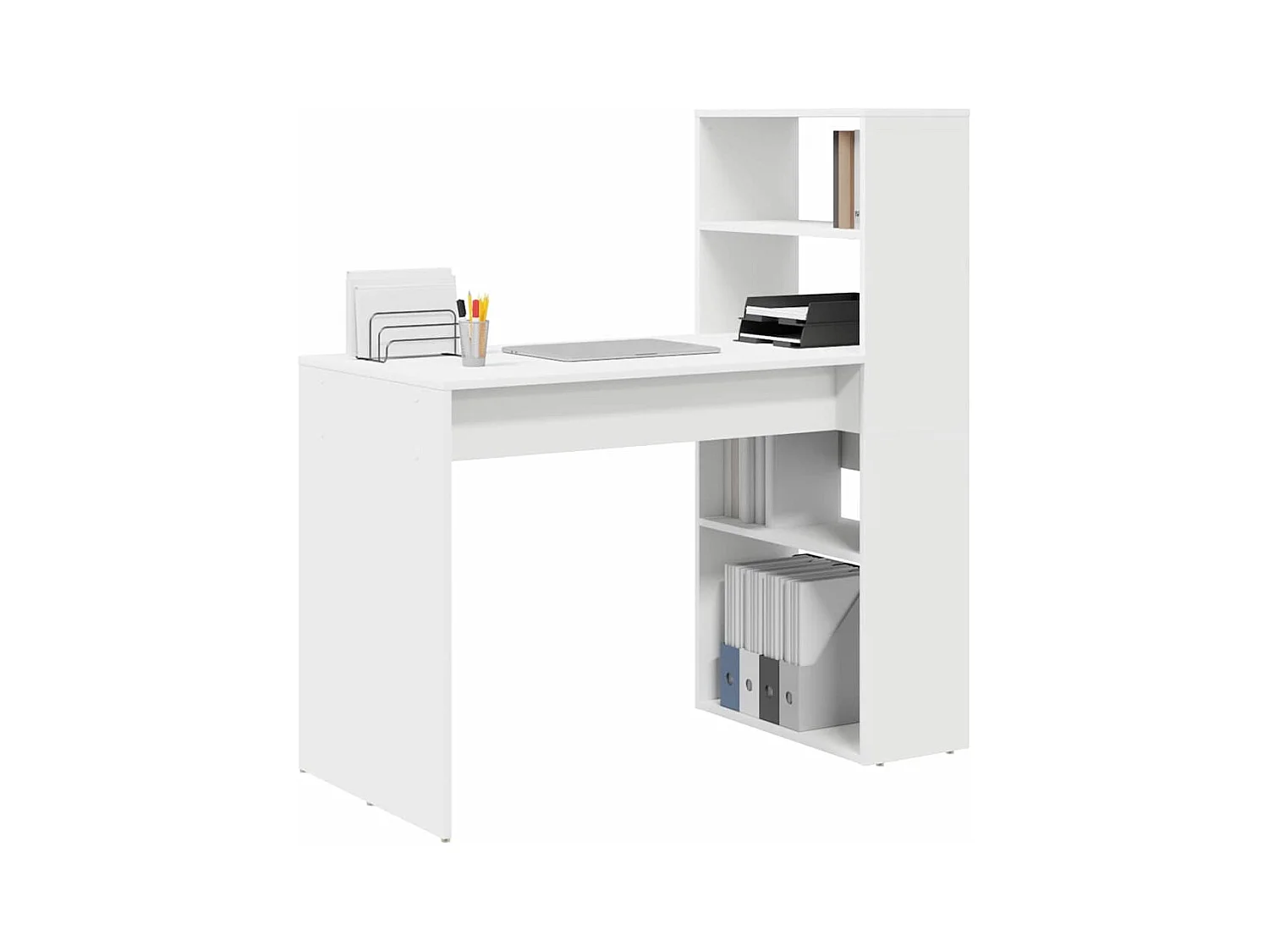 Bureau avec étagère Blanc 113 x 54 x 120 cm Bois d'ingénierie