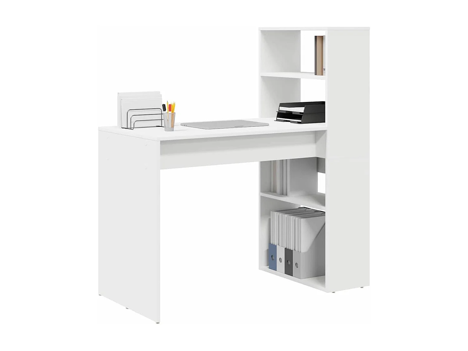 Bureau avec étagère Blanc 113 x 54 x 120 cm Bois d'ingénierie