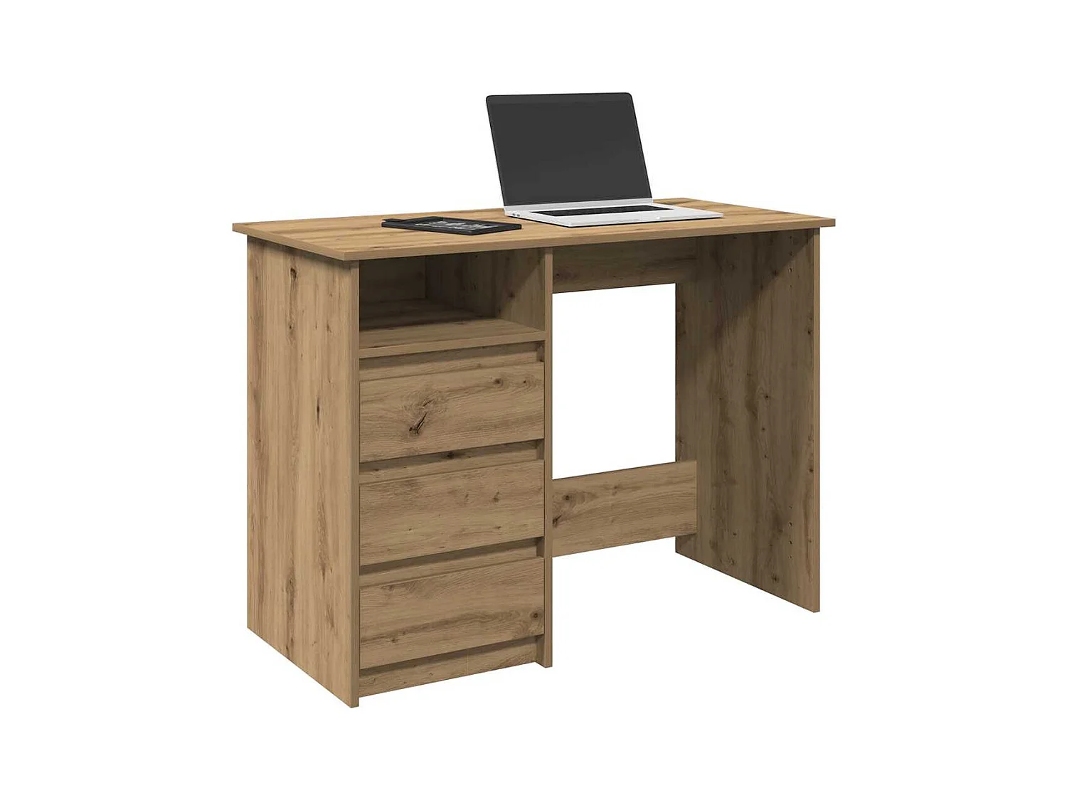 Bureau chêne artisanal 102x50x75 cm bois d'ingénierie