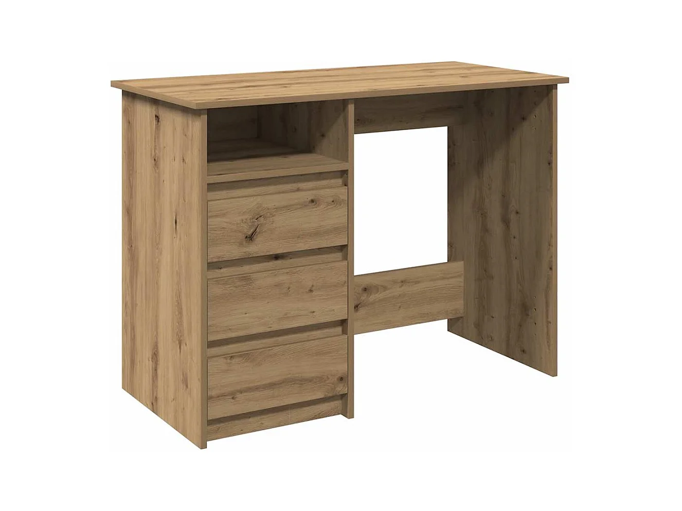 Bureau chêne artisanal 102x50x75 cm bois d'ingénierie