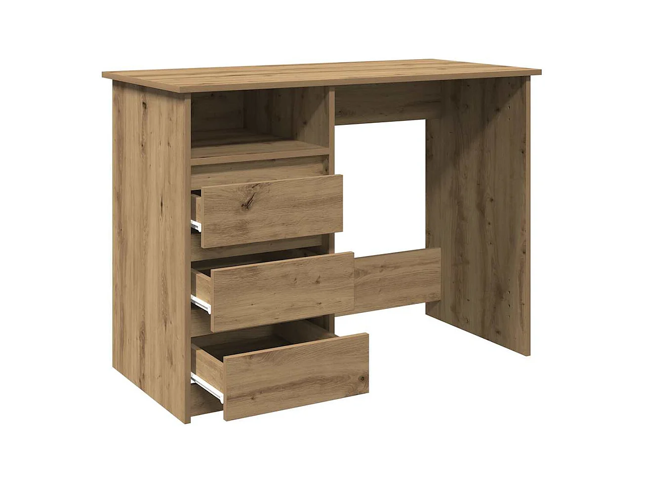 Bureau chêne artisanal 102x50x75 cm bois d'ingénierie