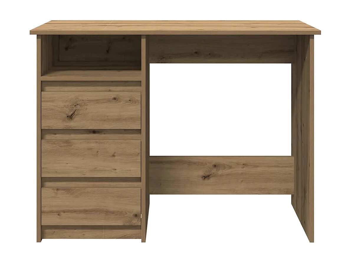 Bureau chêne artisanal 102x50x75 cm bois d'ingénierie