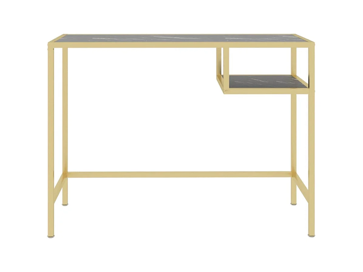 Bureau d'ordinateur Marbre noir 100x36x74 cm Verre trempé