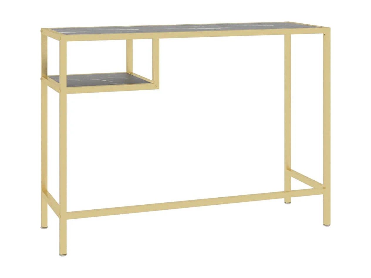 Bureau d'ordinateur Marbre noir 100x36x74 cm Verre trempé