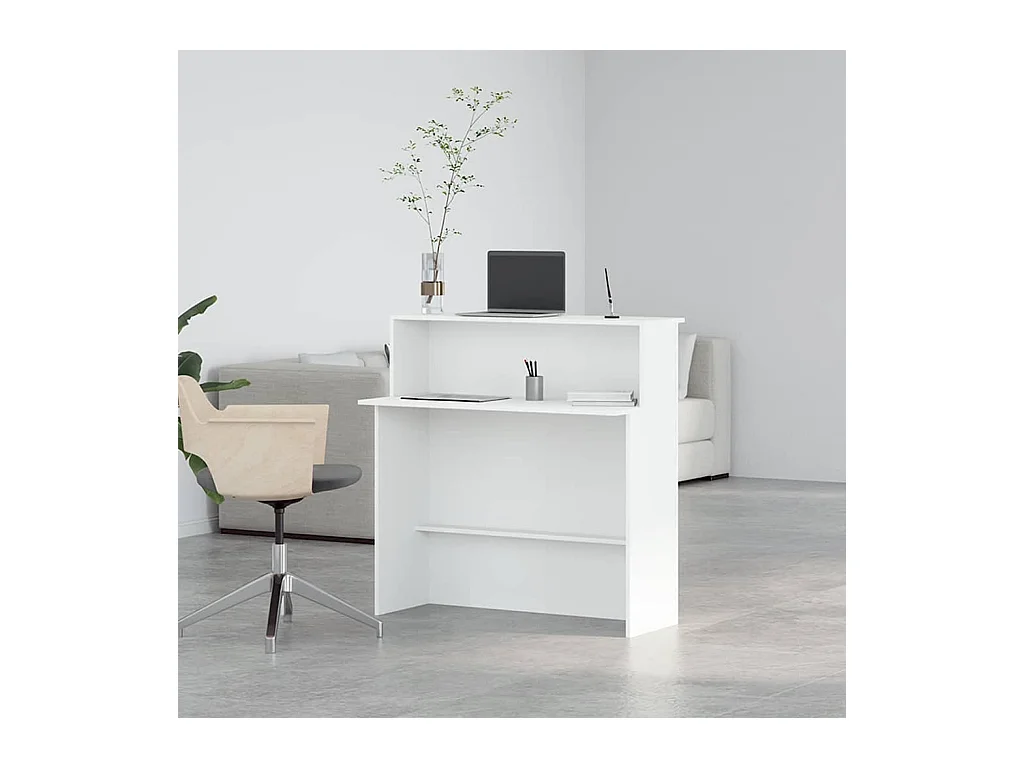 Bureau de réception blanc 100x50x103,5 cm bois d'ingénierie