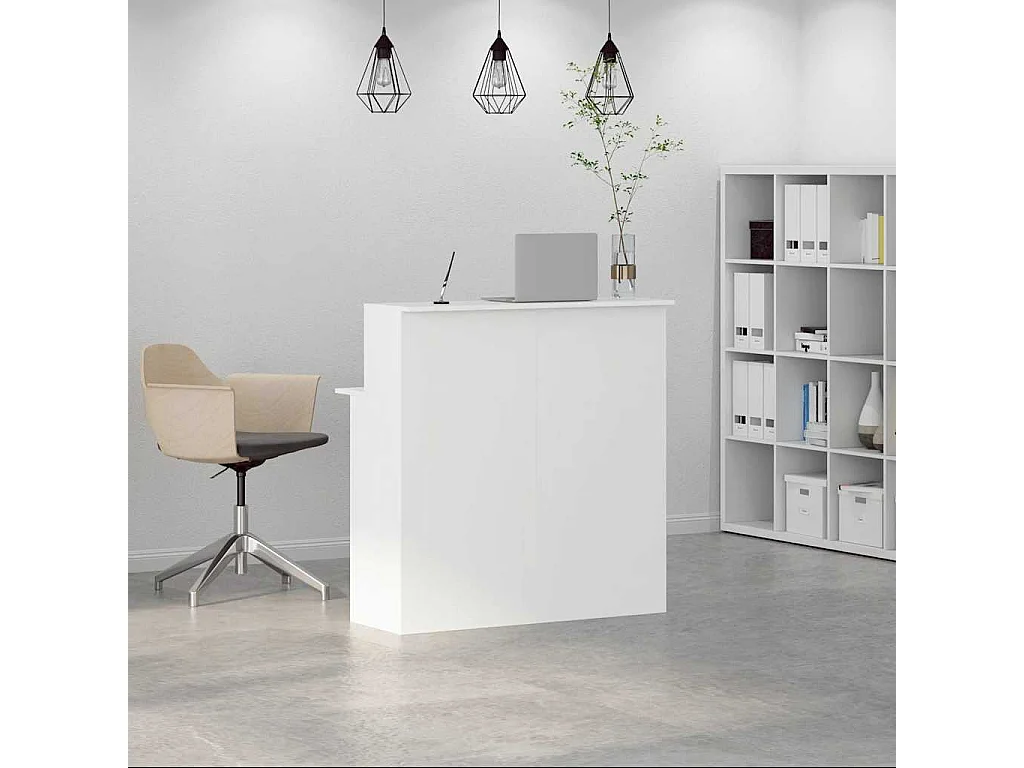 Bureau de réception blanc 100x50x103,5 cm bois d'ingénierie
