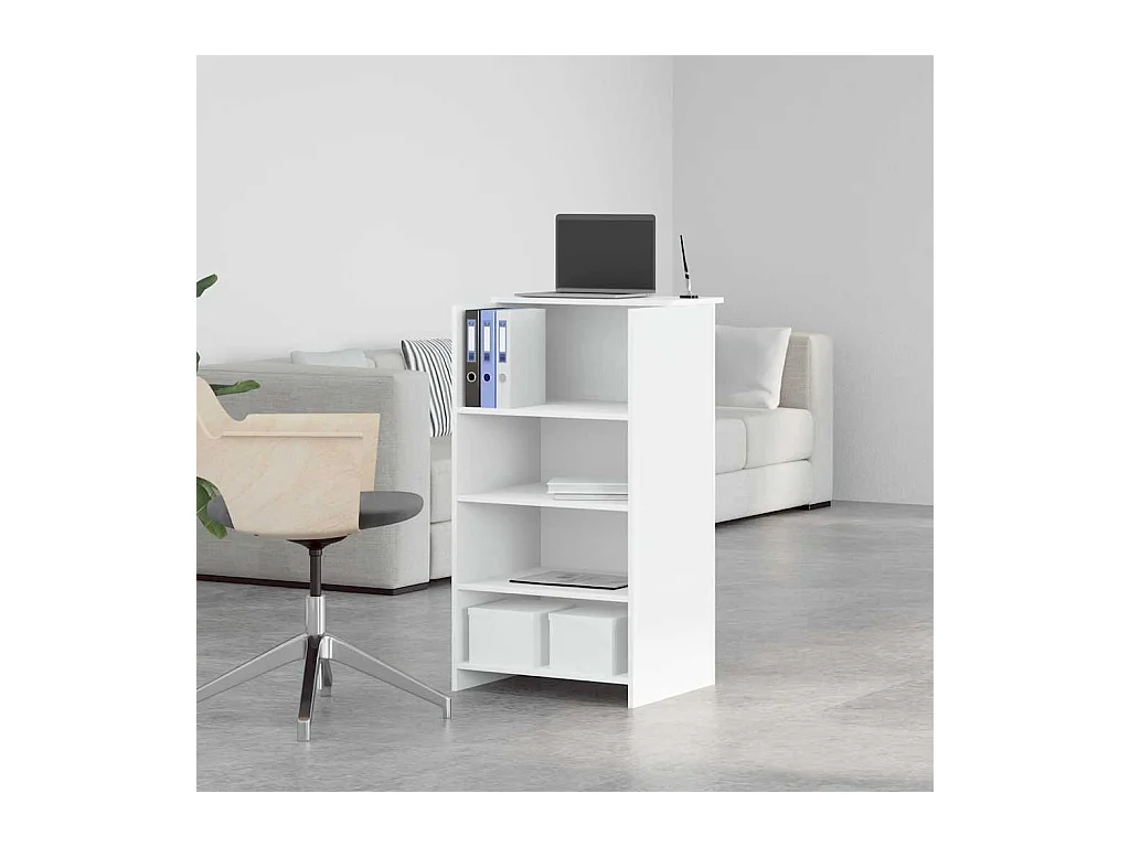 Bureau de réception blanc 55x50x103,5 cm bois d'ingénierie