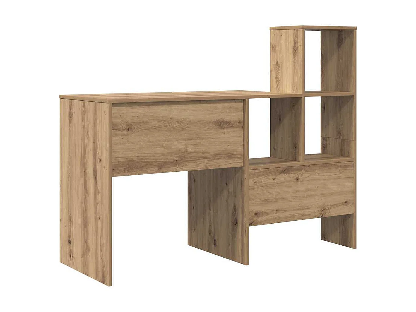 Bureau met plank artisanaal eikenkleurig 131,5 x 50 x 106,5 cm