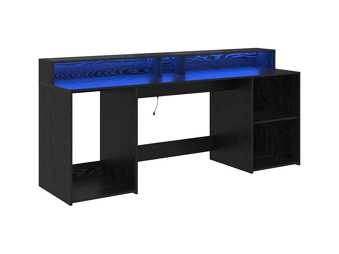 Bureau met lade Zwart eiken 200 x 55 x 91 cm Bewerkt hout