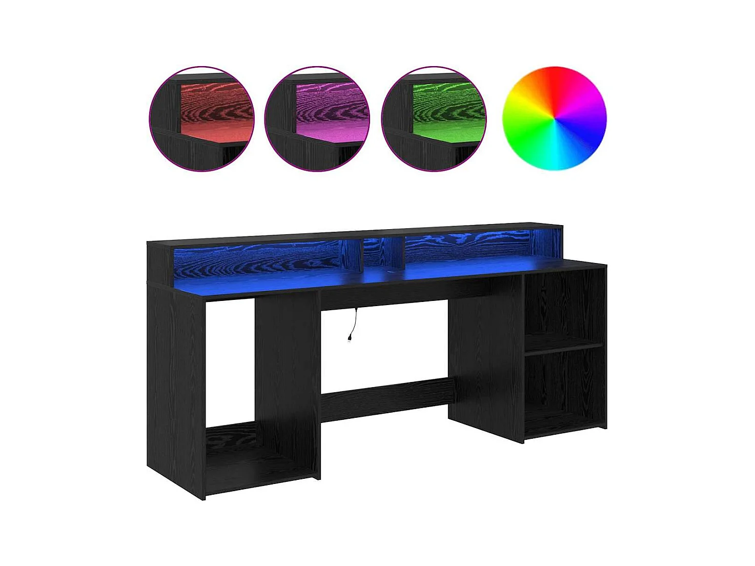 Bureau met lade Zwart eiken 200 x 55 x 91 cm Bewerkt hout