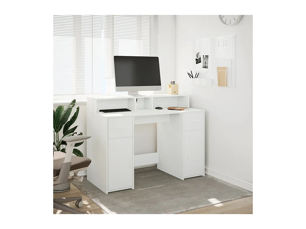 Bureau avec lumières LED blanc 120x55x91 cm bois d'ingénierie