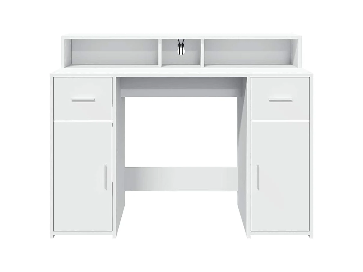 Bureau avec lumières LED blanc 120x55x91 cm bois d'ingénierie